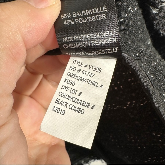 Adrienne Vittadini open front jacket, size small, black, raw edges, spring - Picture 4 of 10